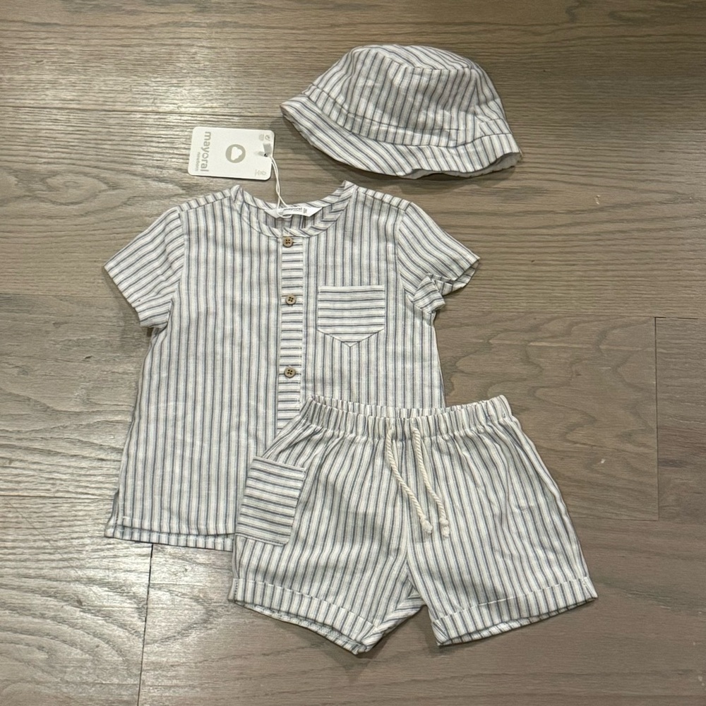 Mayoral Gray Striped Kids Matching Set